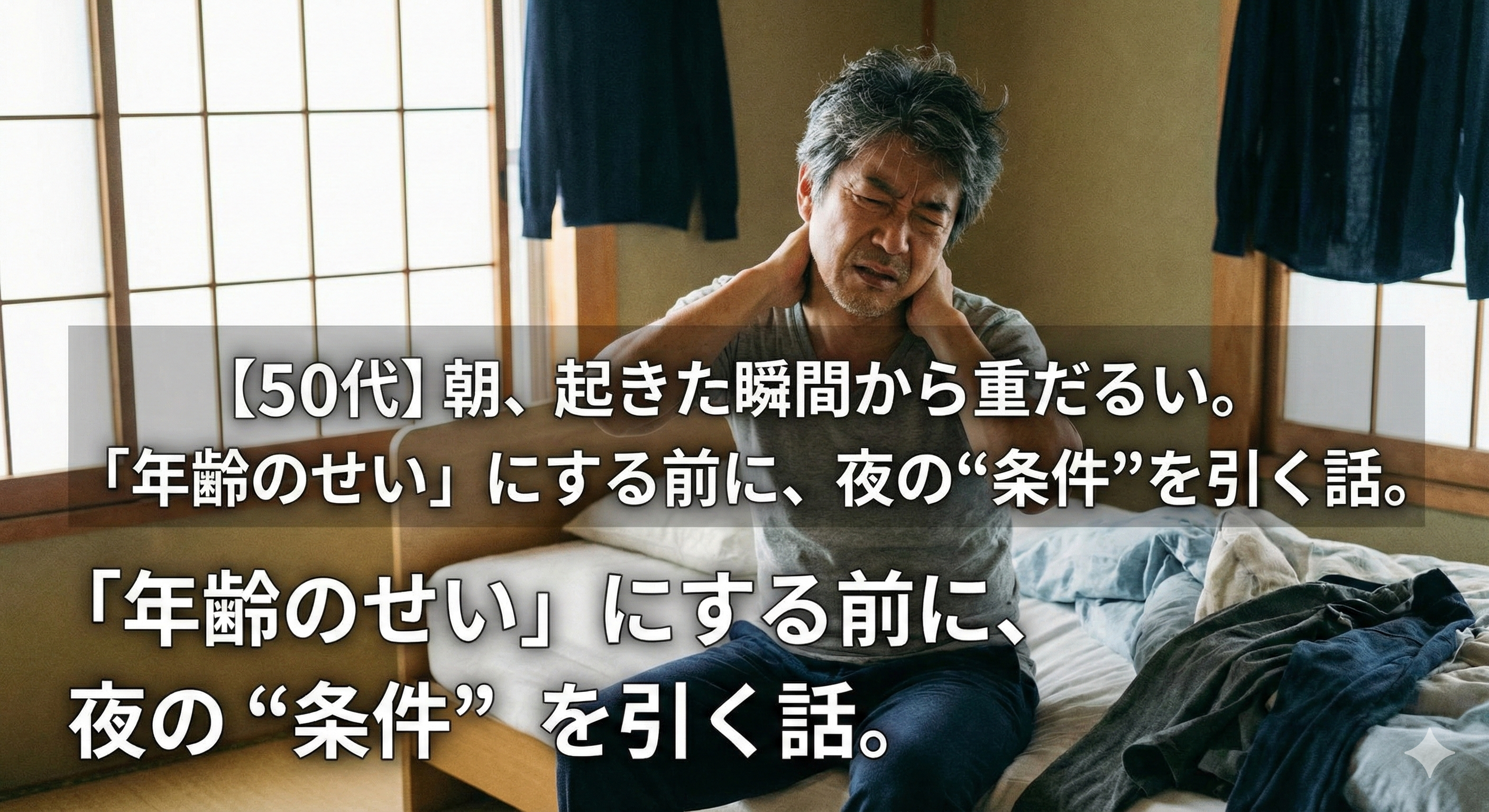 【50代】朝、起きた瞬間から重だるい。「年齢のせい」にする前に、夜の“条件”を引く話