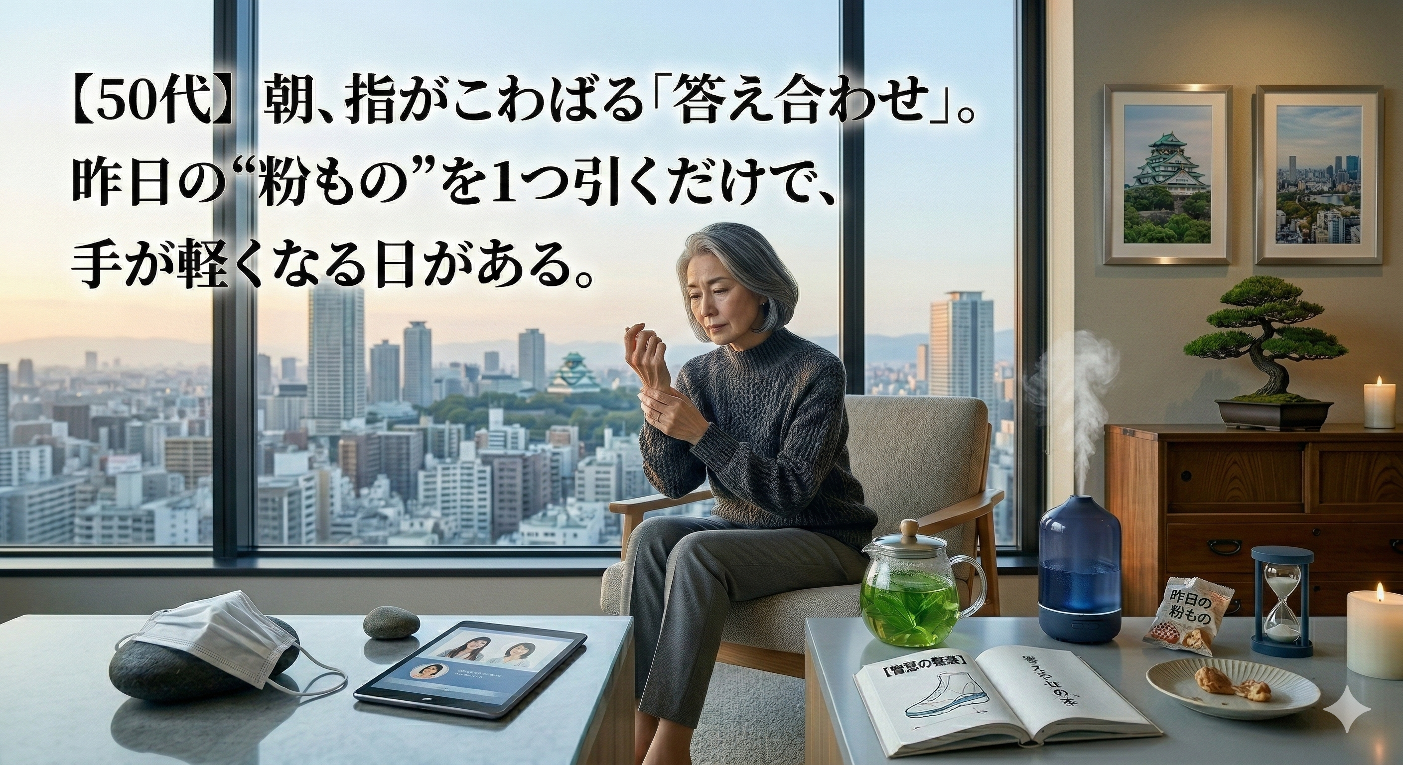 【50代】朝、指がこわばる「答え合わせ」。昨日の“粉もの”を1つ引くだけで、手が軽くなる日がある