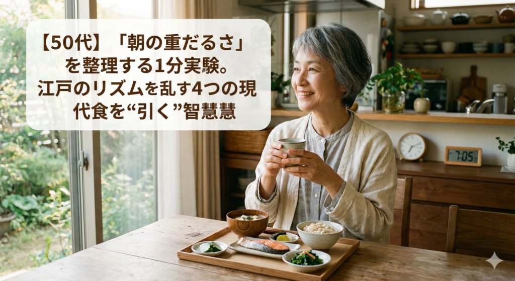 【50代】「朝の重だるさ」を整理する1分実験。江戸のリズムを乱す4つの現代食を“引く”智慧