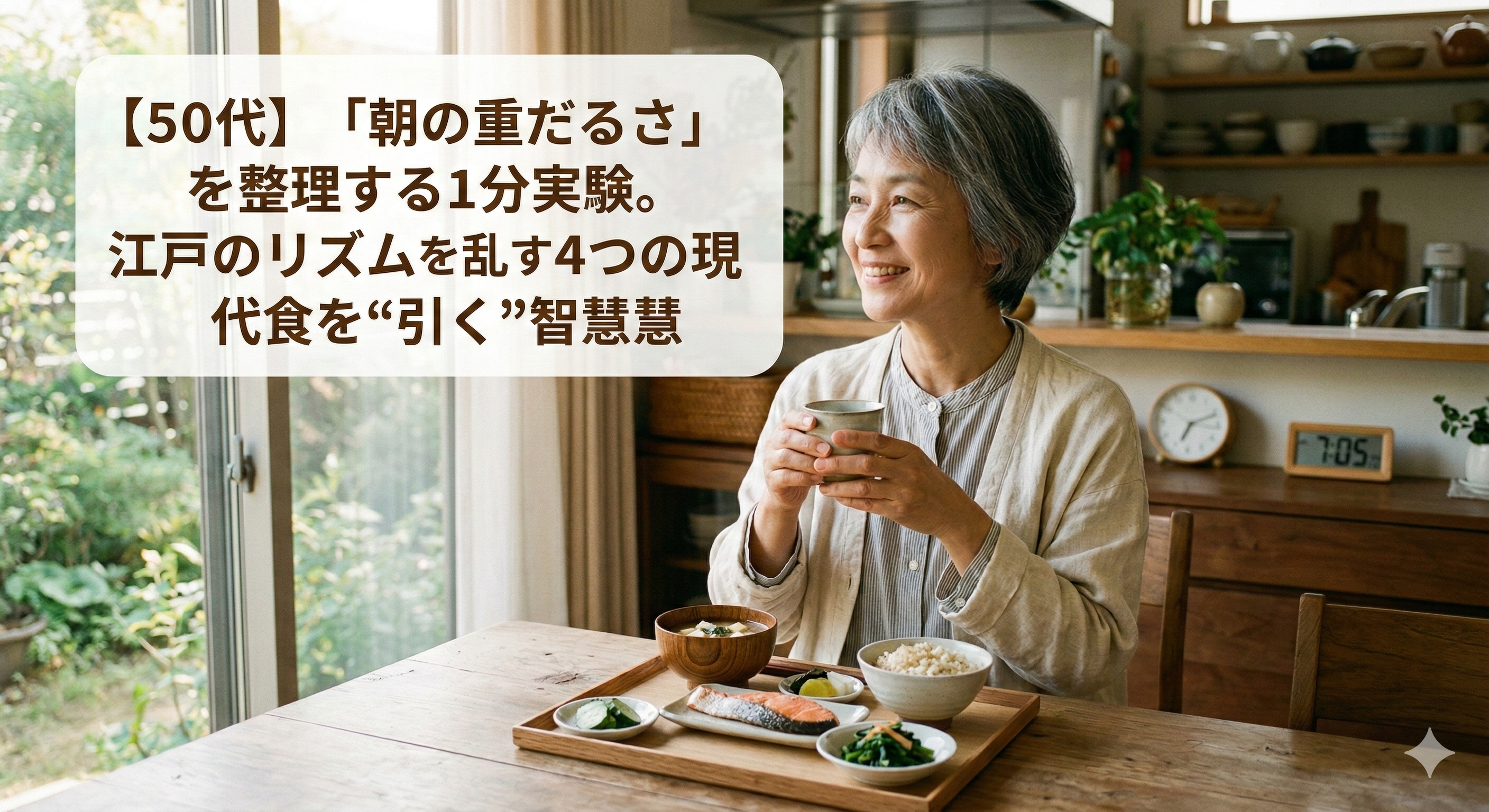 【50代】「朝の重だるさ」を整理する1分実験。江戸のリズムを乱す4つの現代食を“引く”智慧